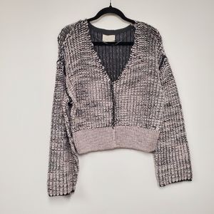 Urban Outfitters Chunky Knit Oversized Wool Alpaca Sweater M Gray Black Vneck